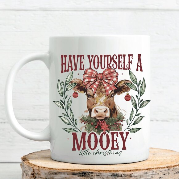 🎄 Highland Cow Christmas Mug – Have Yourself a Mooey Little Christmas 11oz - Picture 4 of 4